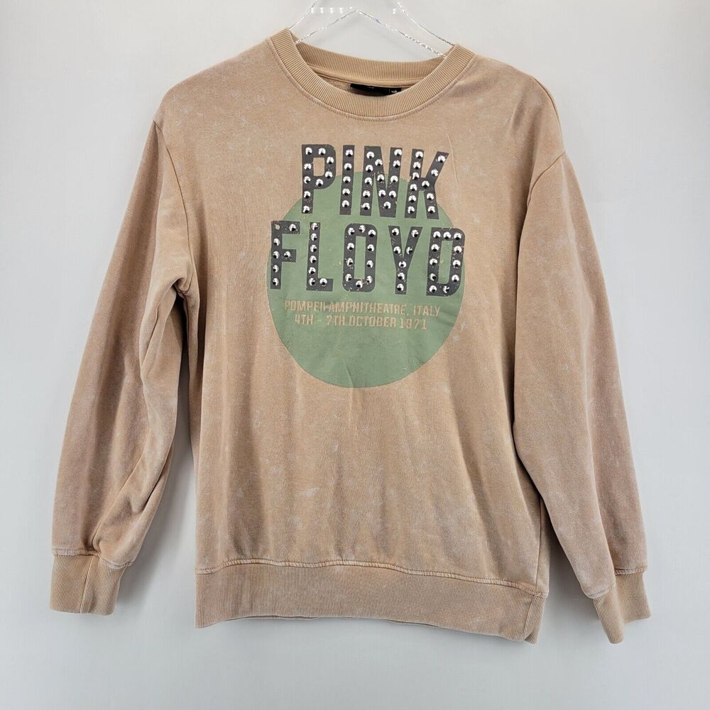 Pink Floyd Reproduction Sweatshirt Womens‎ Small Oversized Neutral Pink Studded